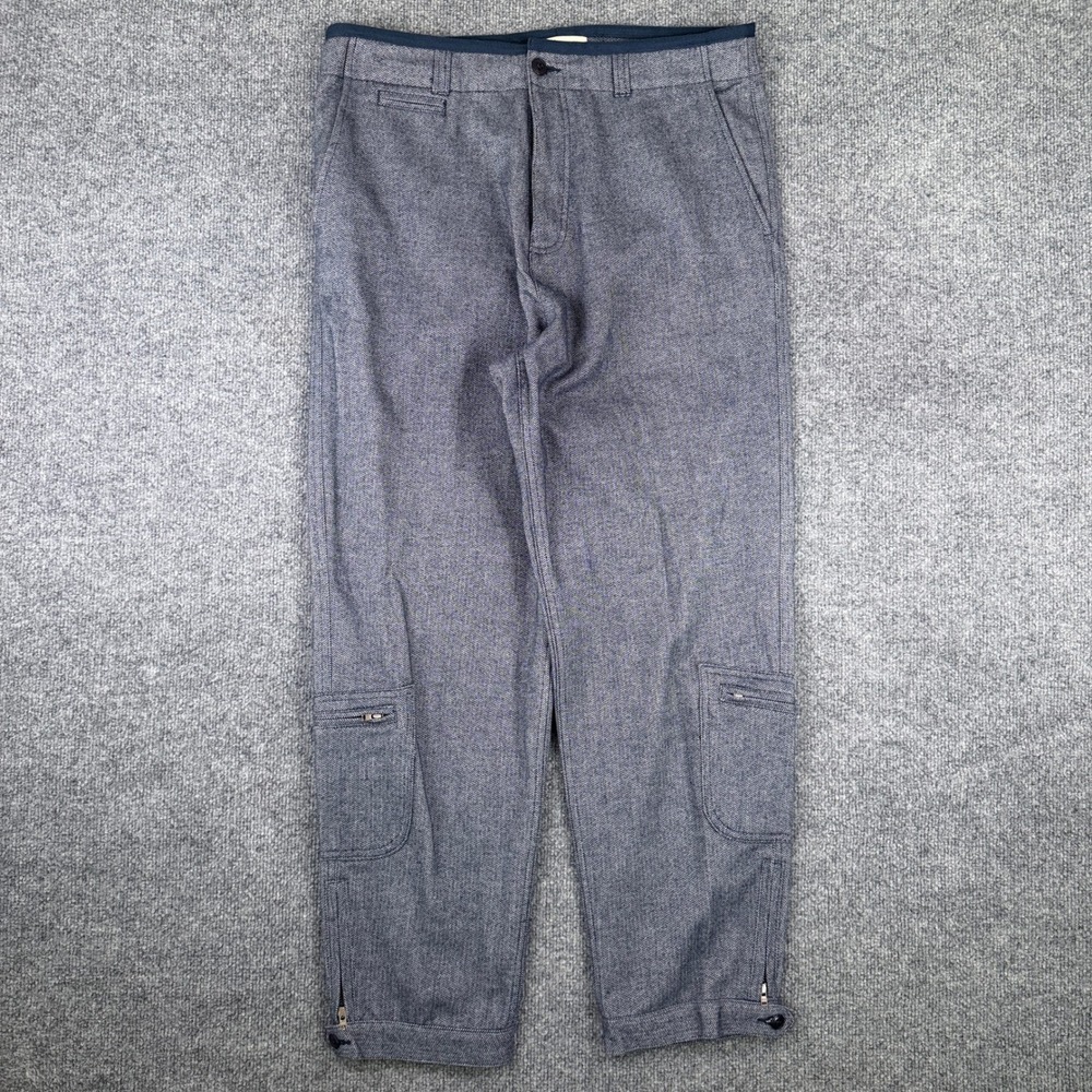 YMC You Must Create Cargo Pants Mens 34 34x29 Blue Herringbone Military Trouser